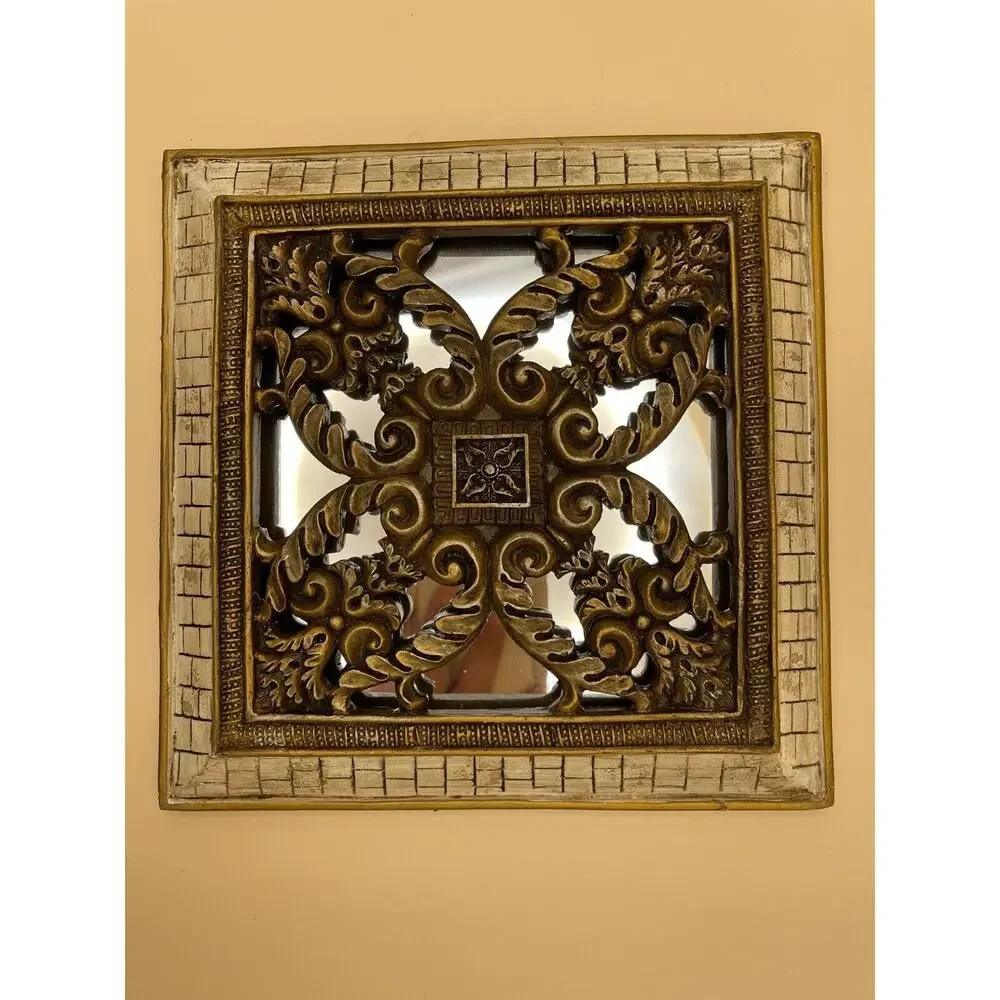 Pre-owned Scrolled Covered Mirror Oval and Square Set of 2 (Unique Vintage)
